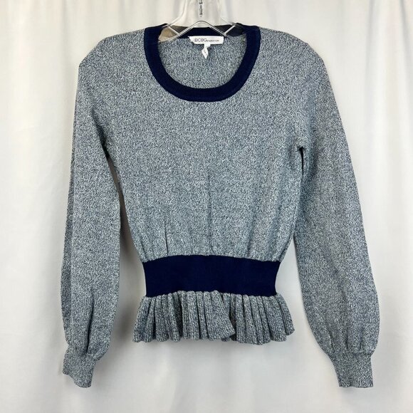 BCBGeneration Womens Multicolor Cotton Round Neck Peplum Pullover Sweater Sz XS - Picture 1 of 9
